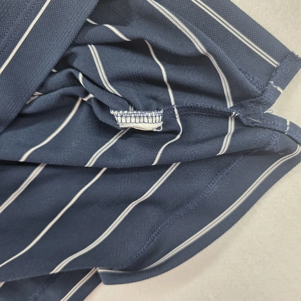 Nike Golf Polo Shirt Mens XL Navy Blue Striped Dri-Fit US Open Logo Performance